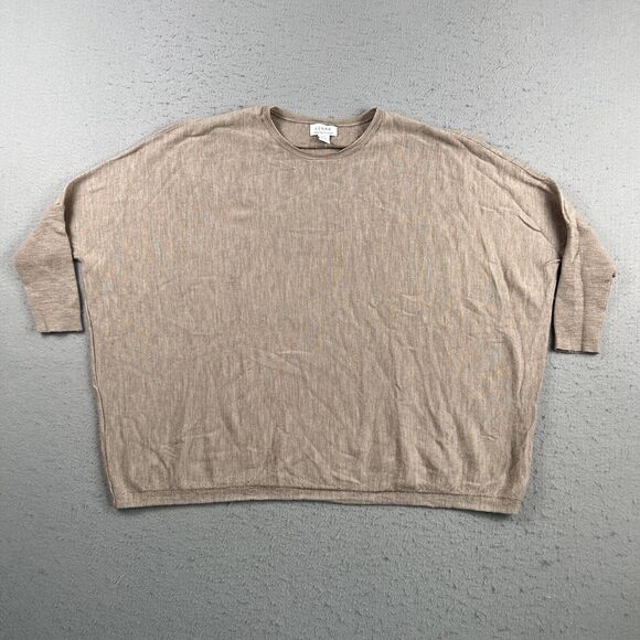 Kenar Heathered Beige 100% Merino Wool Oversized Dolman Sleeve Sweater Small - Picture 1 of 16